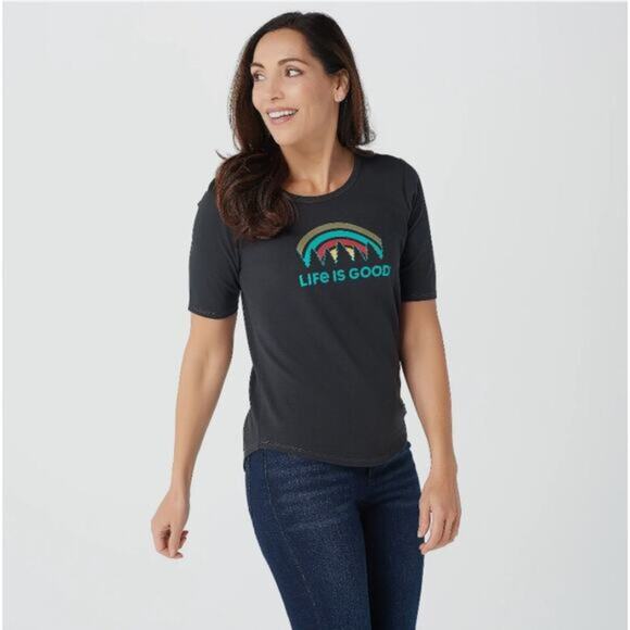 Life is Good Outdoor Vibes Ringer Cool Short-Sleeve T-Shirt Size M - Picture 1 of 6